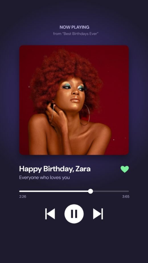 Now Playing Birthday Song Story template