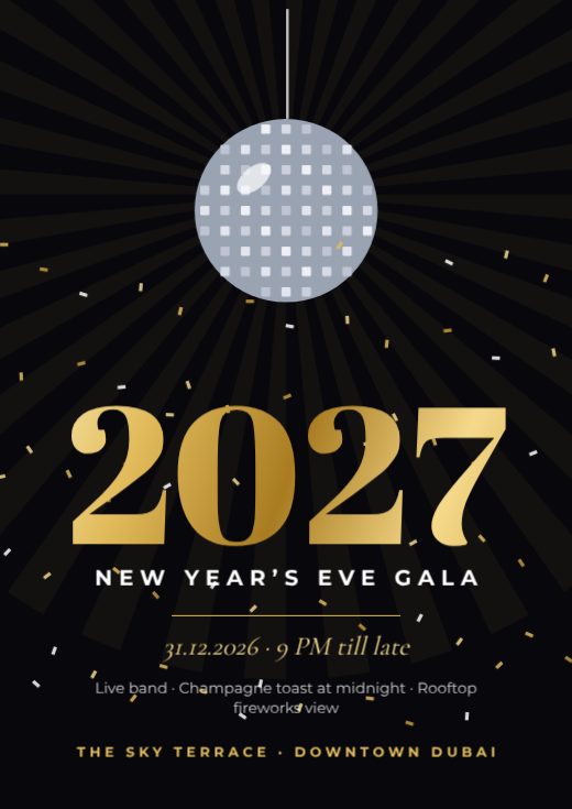 NYE 2027 Gala Poster — free poster template