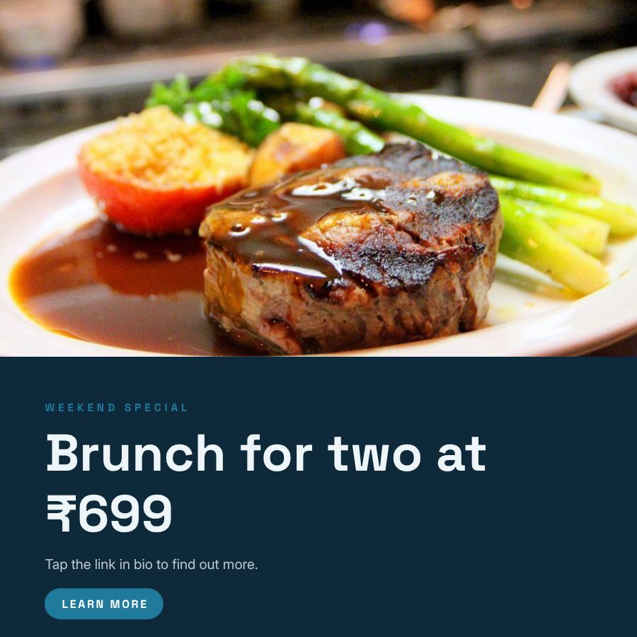 Ocean Brunch for two at ₹699 Announcement Post — editable social media template