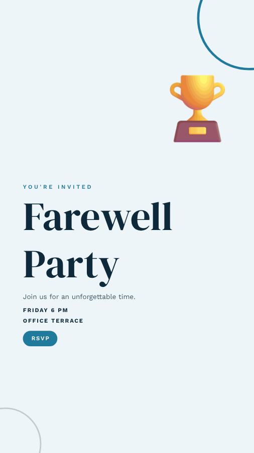 Ocean Farewell Party Story — editable events template