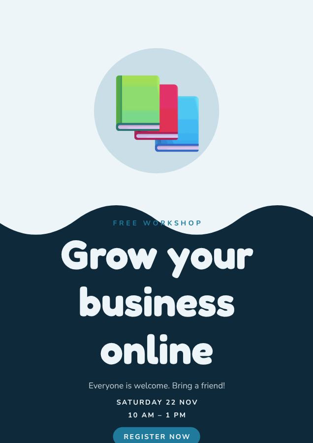 Ocean Grow your business online Poster — editable marketing template