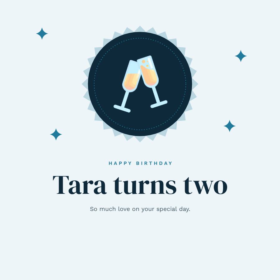 Ocean Happy Two Tara Birthday Post — editable birthday template