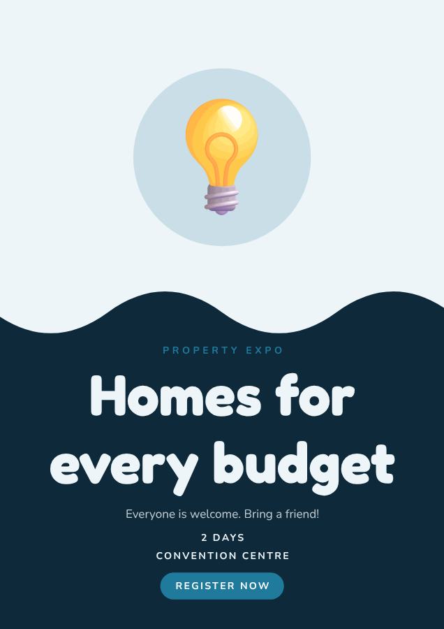 Ocean Homes for every budget Poster — editable marketing template