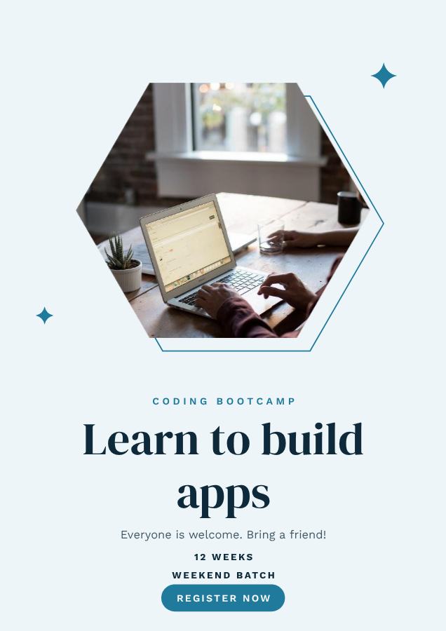 Ocean Learn to build apps Poster — editable marketing template
