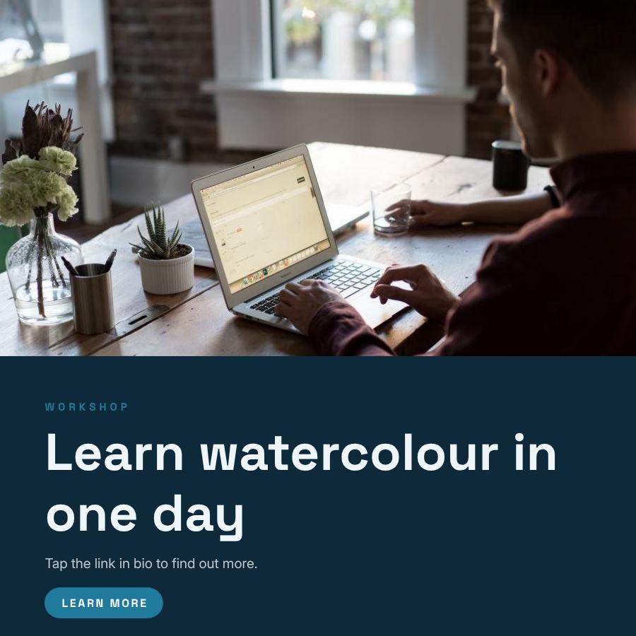 Ocean Learn watercolour in one day Announcement Post — editable social media template