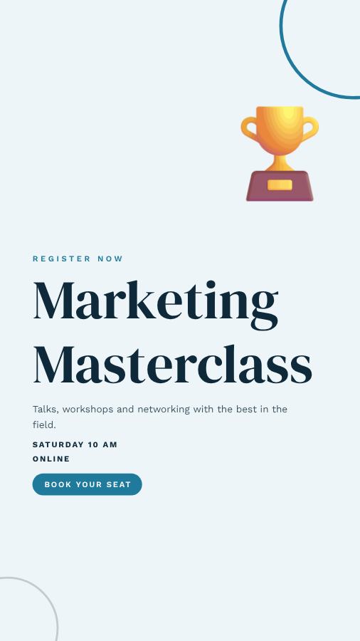 Ocean Marketing Masterclass Story — editable events template