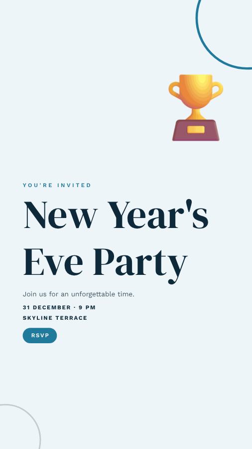 Ocean New Year's Eve Party Story — editable events template