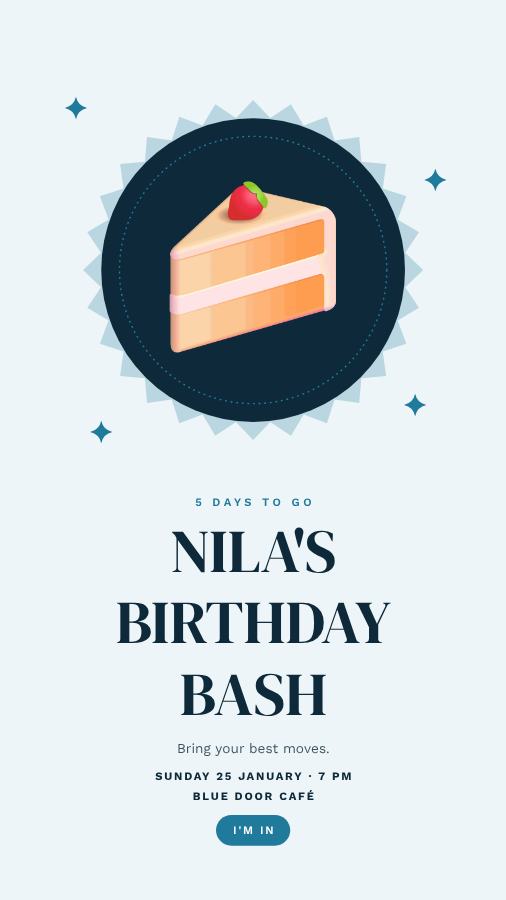 Ocean Nila Birthday Bash Story — editable birthday template
