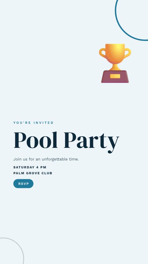 Ocean Pool Party Story — editable events template