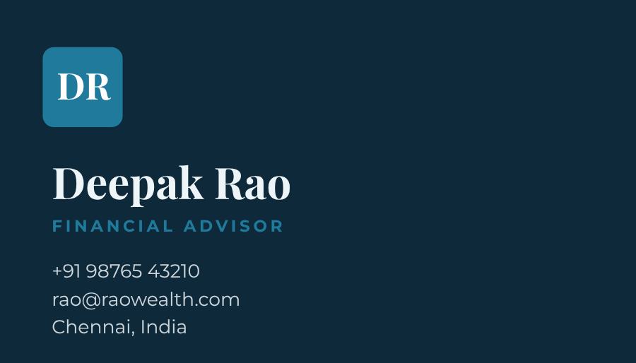 Ocean Rao Wealth Dark Business Card — editable business template