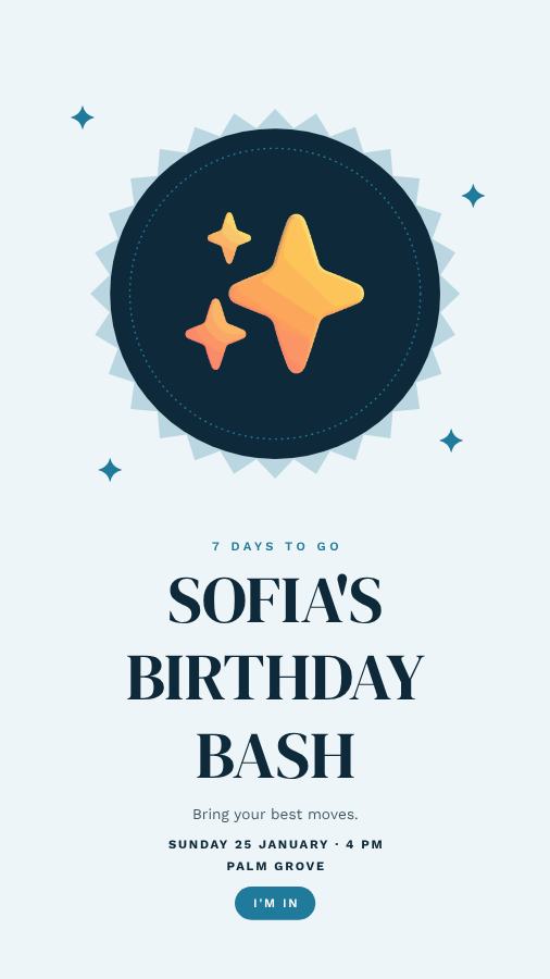 Ocean Sofia Birthday Bash Story — editable birthday template