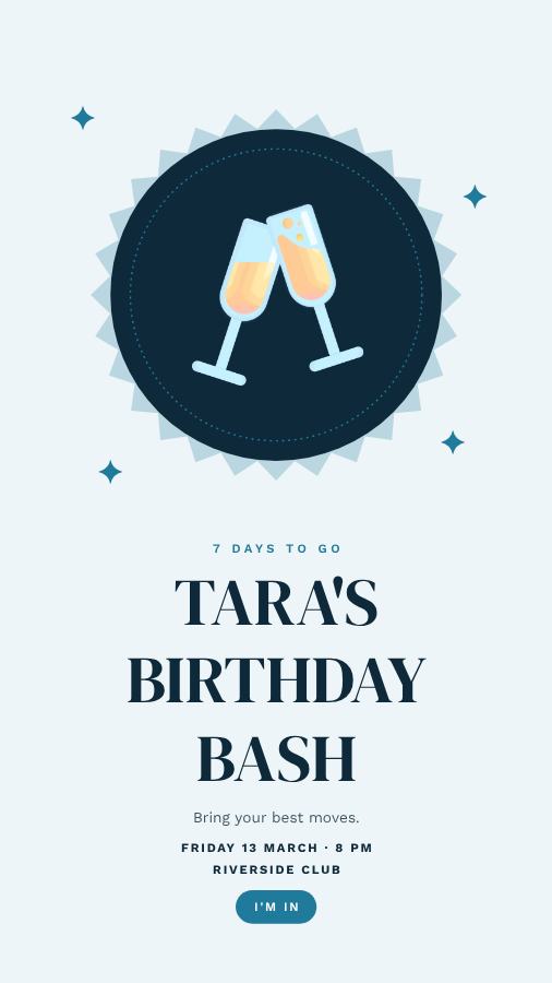 Ocean Tara Birthday Bash Story — editable birthday template