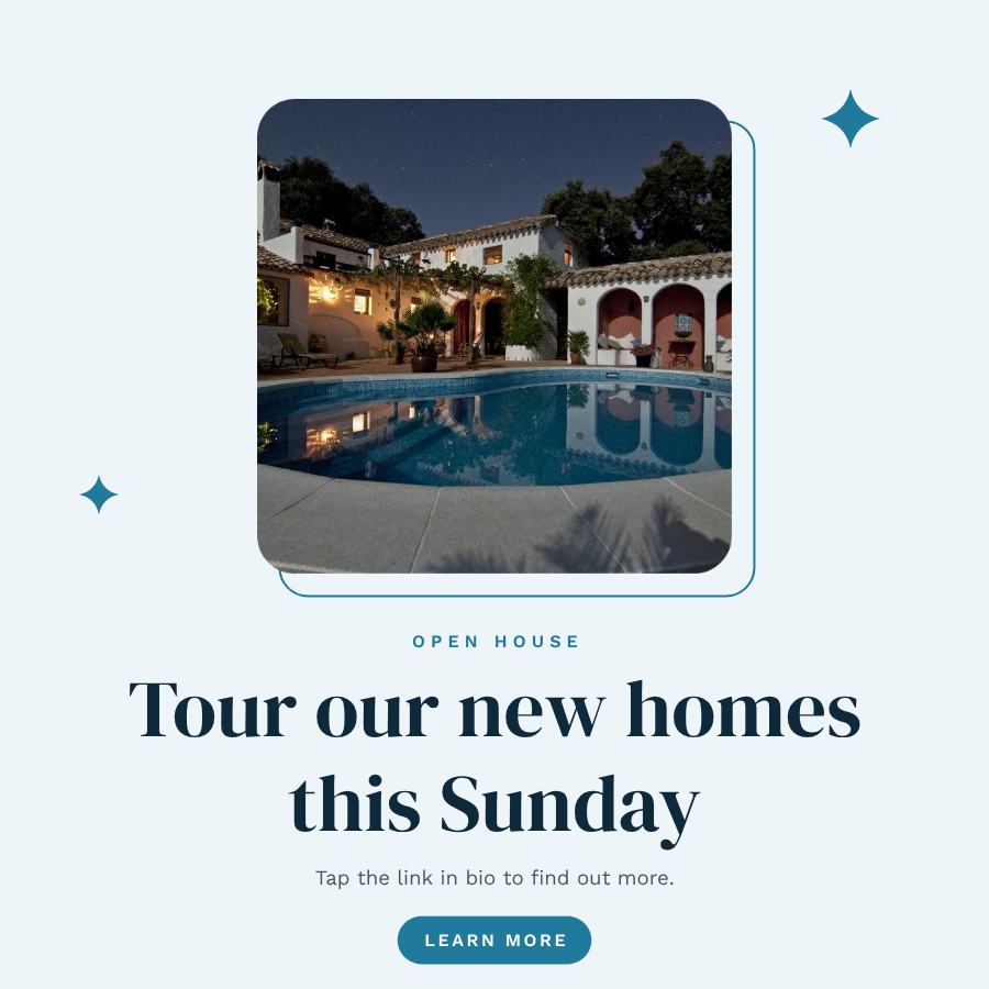 Ocean Tour our new homes this Sunday Announcement Post — editable social media template