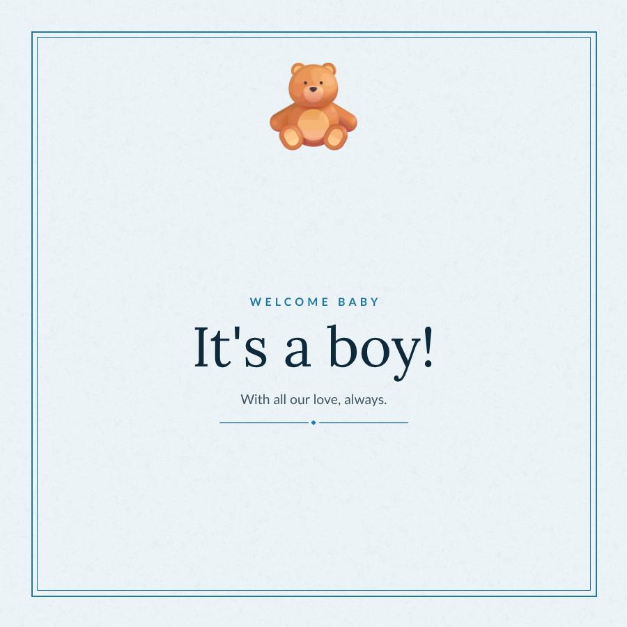Ocean Welcome baby It's a boy! Greeting — editable love & family template