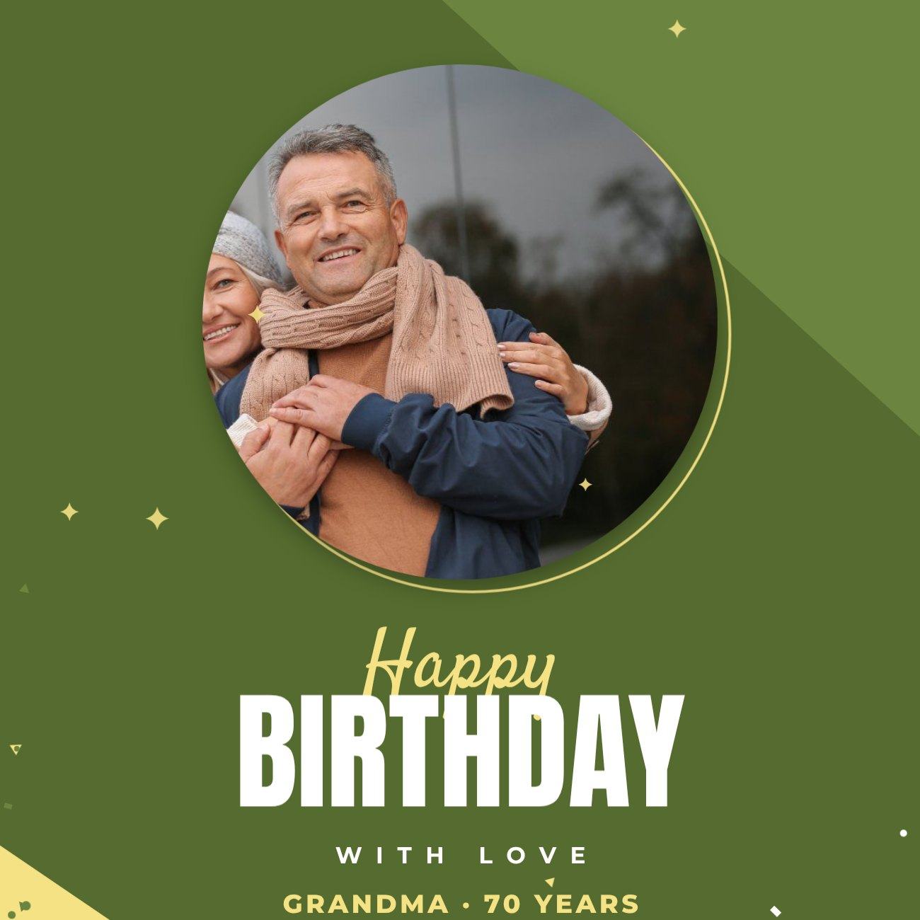 Olive Circle Birthday Square — editable birthday template