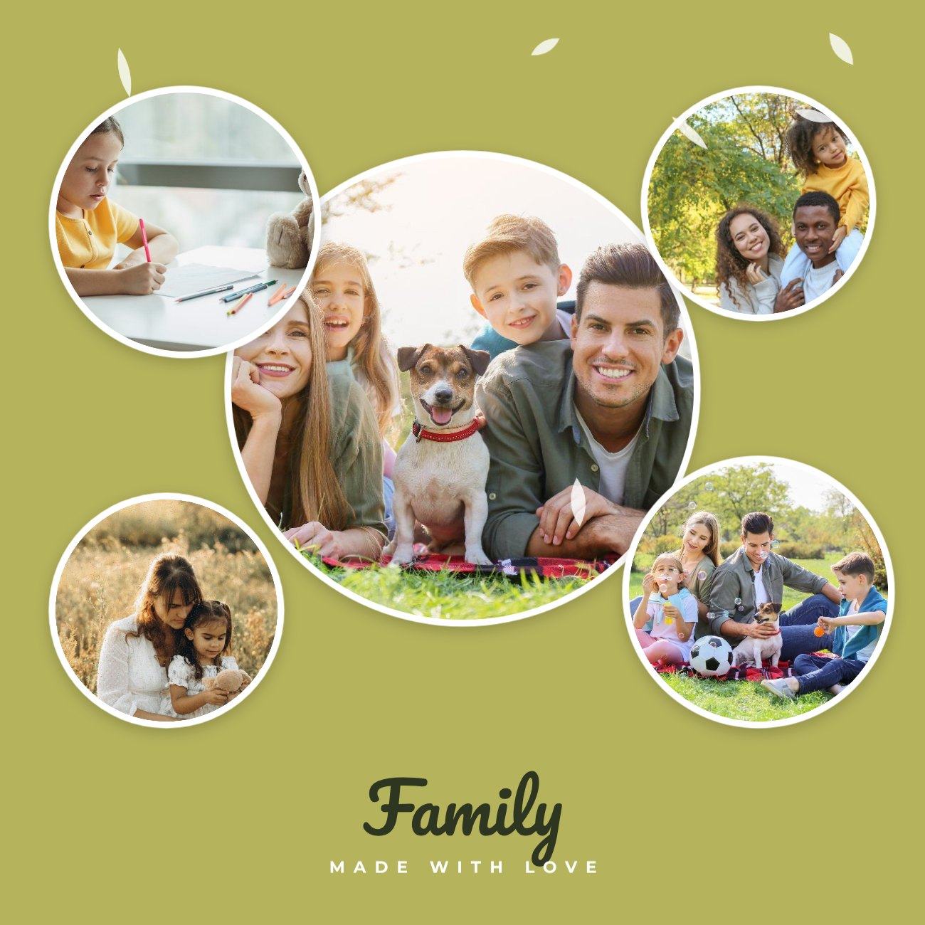 Olive Circles Collage — editable social media template