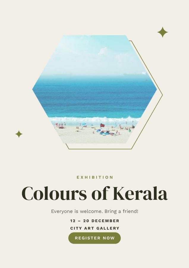 Olive Colours of Kerala Poster — editable marketing template