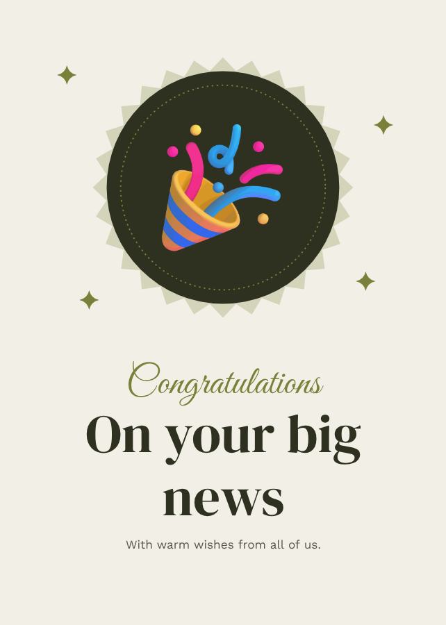 Olive Congratulations on your big news Card IV — editable cards template