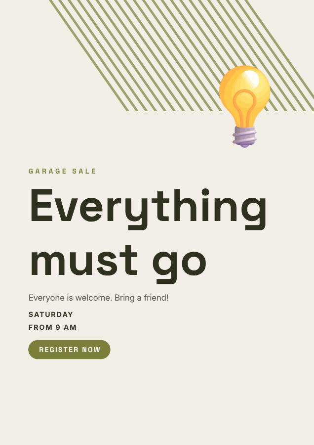 Olive Everything must go Poster — editable marketing template