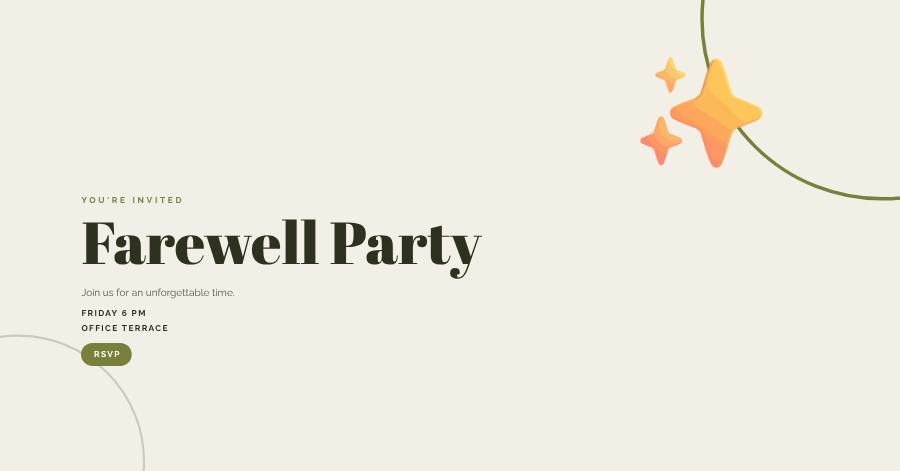 Olive Farewell Party Banner — editable events template