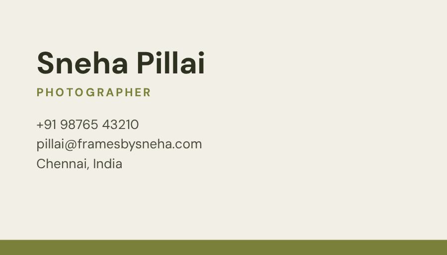 Olive Frames by Sneha Minimal Business Card — editable business template