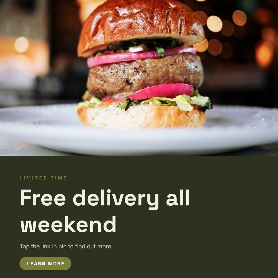 Olive Free delivery all weekend Announcement Post — editable social media template
