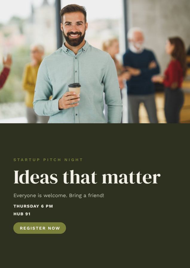 Olive Ideas that matter Poster — editable marketing template