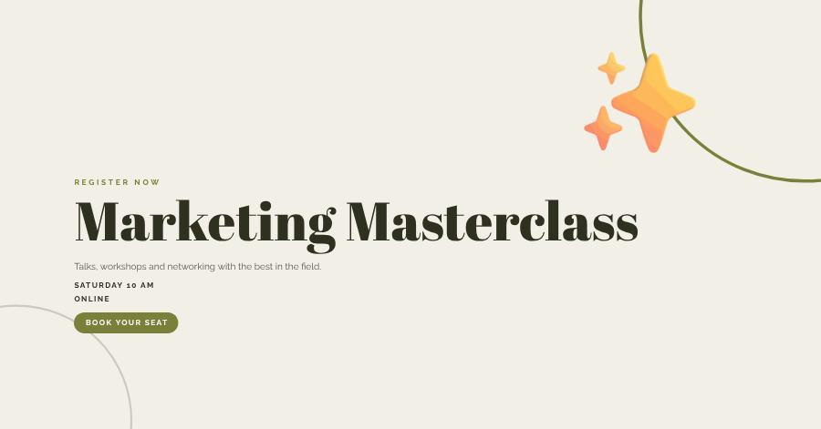 Olive Marketing Masterclass Banner — editable events template
