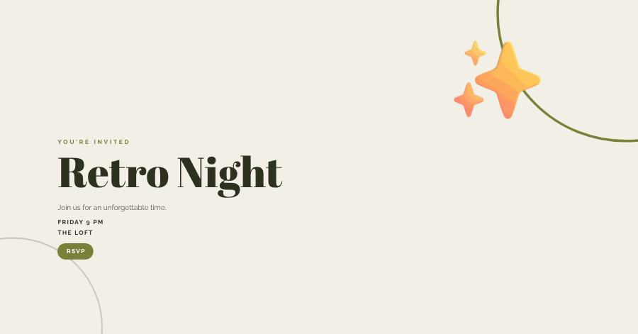 Olive Retro Night Banner — editable events template