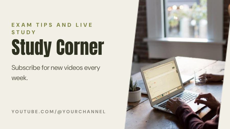 Olive Study Corner YouTube Channel Banner — editable social media template