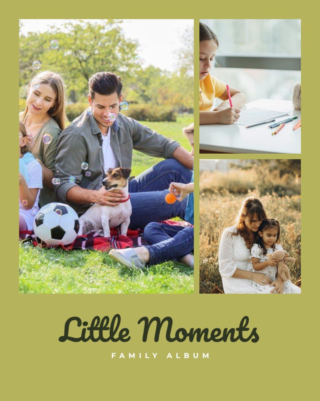 Olive Three Photo Collage — editable social media template