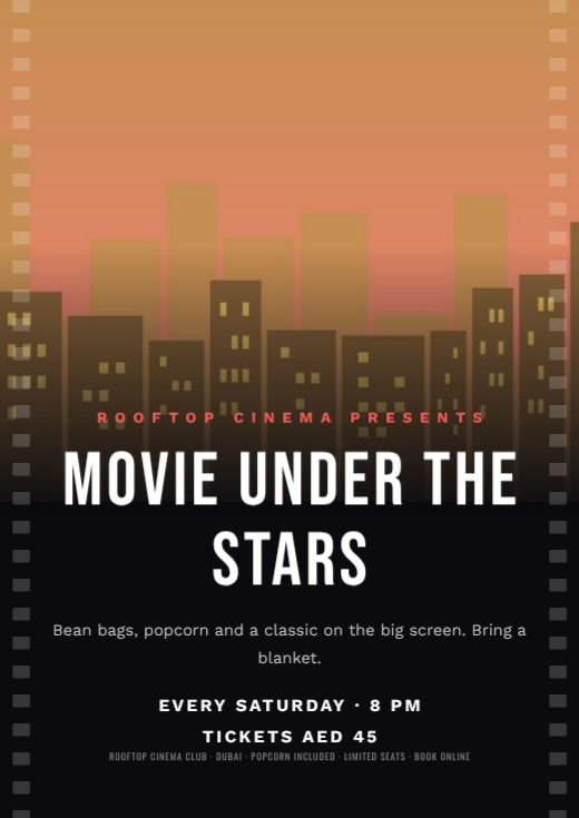 Open Air Movie Night Poster template
