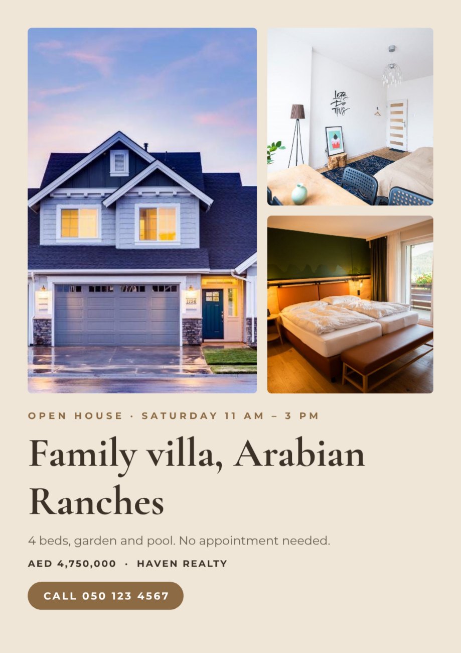 Open House Flyer — editable marketing template