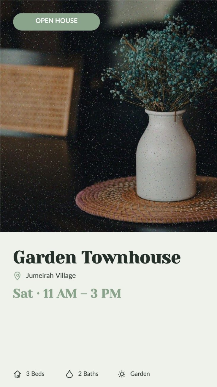 Open House Garden Townhouse Real Estate Story — editable marketing template