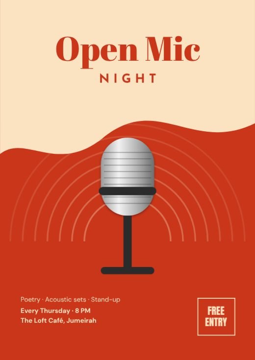 Open Mic Night Retro Poster template