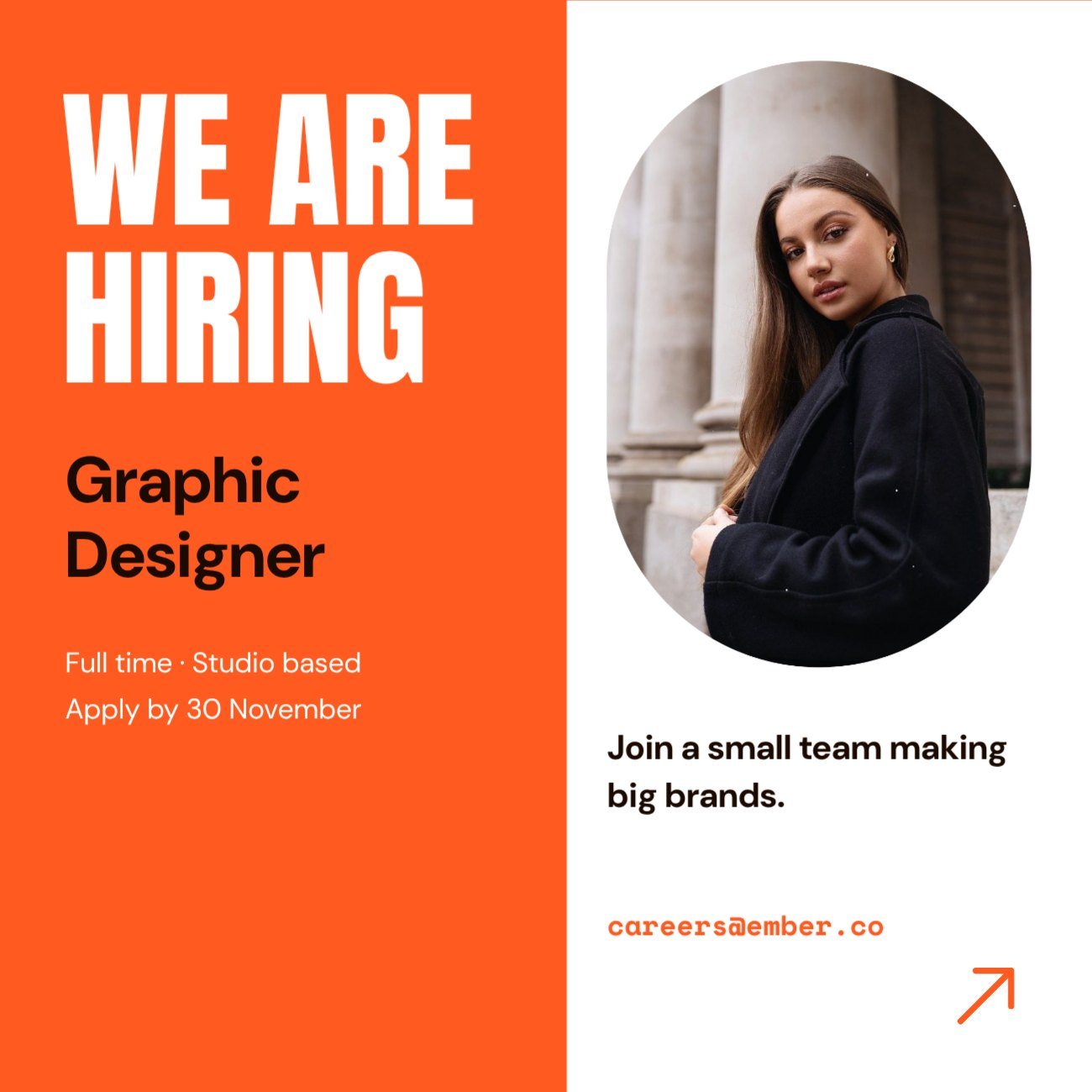 Orange Hiring Graphic Designer Post — editable social media template
