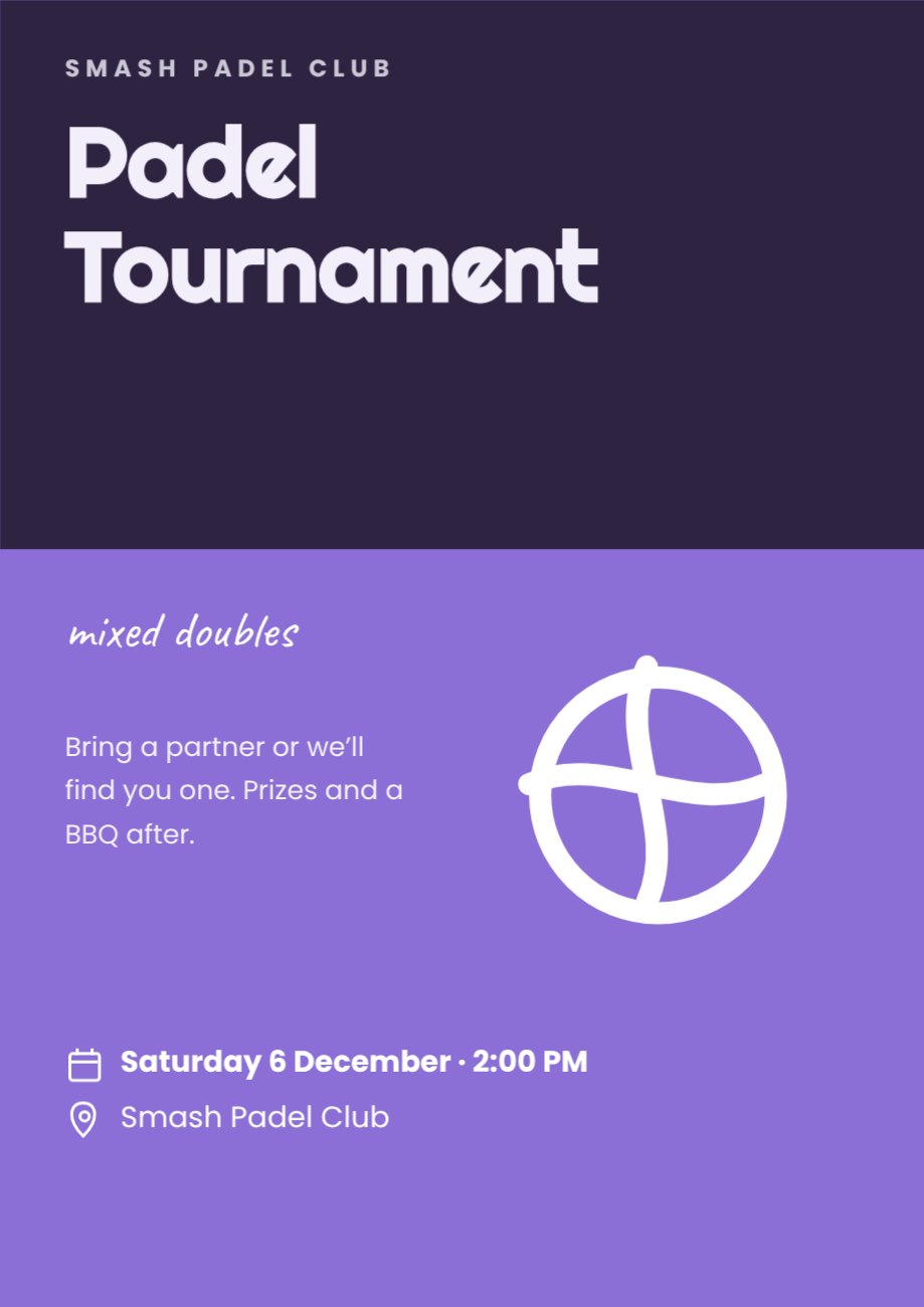 Padel Tournament Sports Poster — editable events template