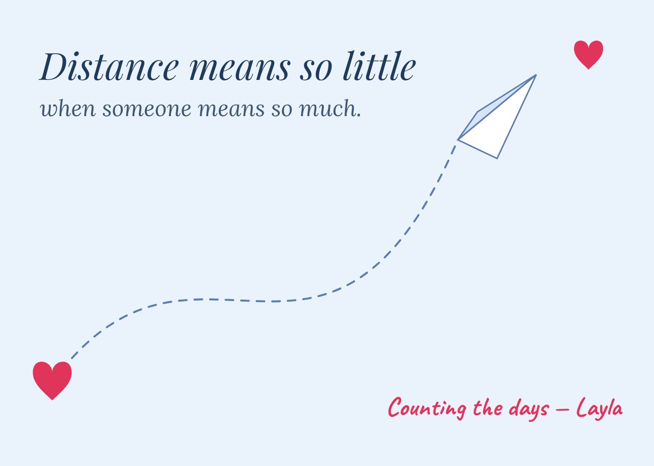 Paper Plane Long Distance Card — editable cards template
