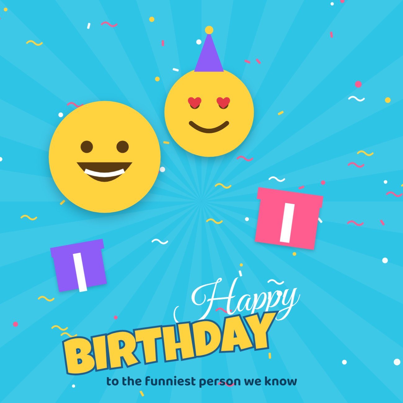 Party Emoji Pop Birthday Post — editable birthday template