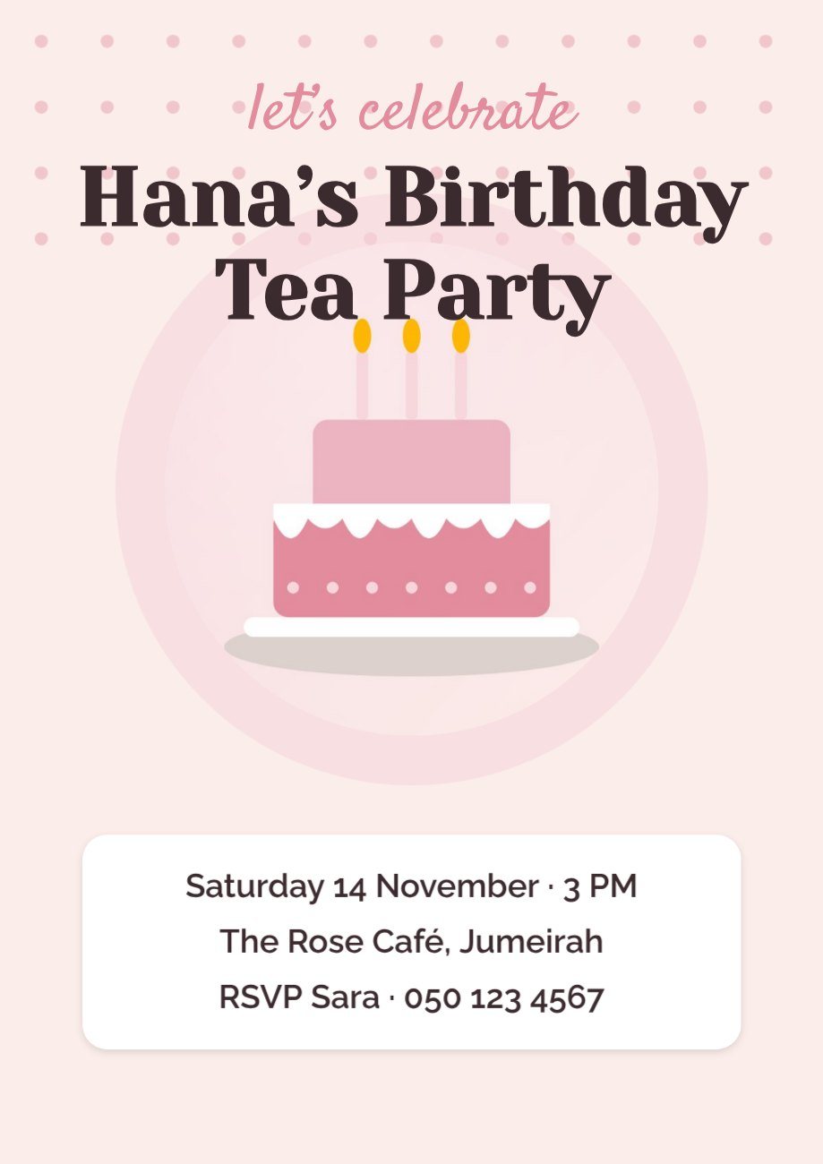 Pastel Cake Party Poster — editable birthday template
