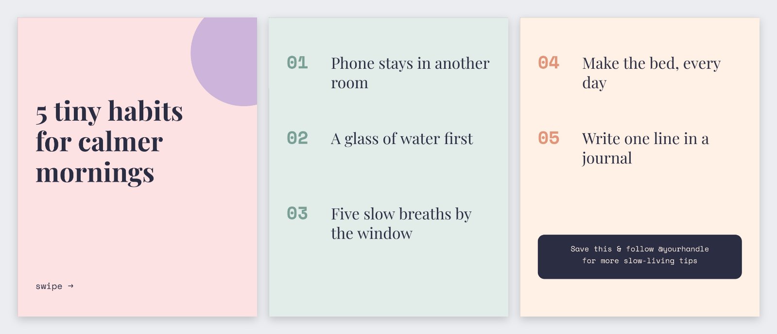 Pastel Tips Carousel — editable social media template
