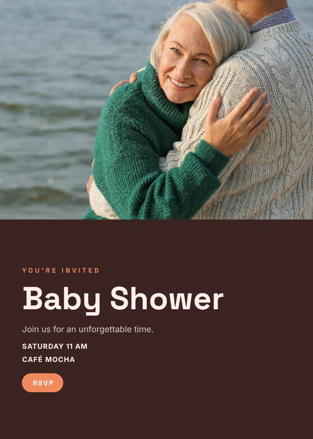 Peach Baby Shower Invitation — editable events template