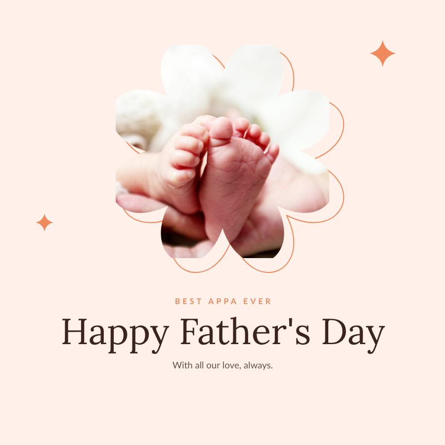 Peach Best Appa ever Happy Father's Day Square — editable love & family template