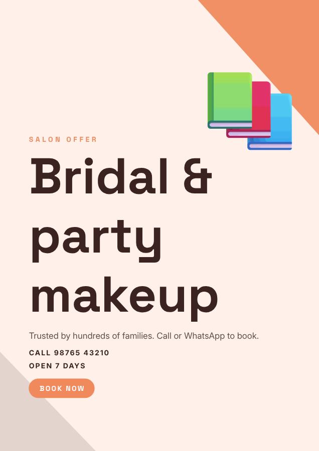 Peach Bridal & party makeup Salon offer Flyer Simple — editable business template