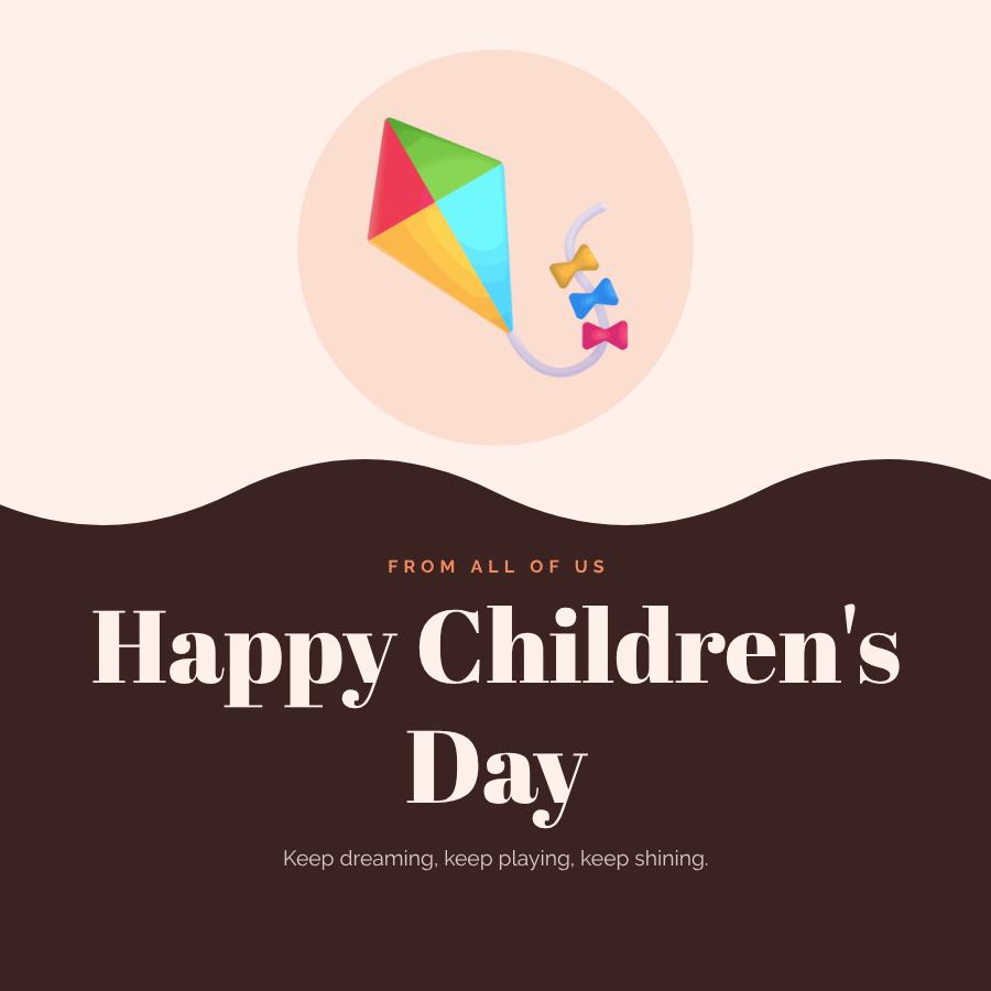 Peach Children's Day Business Wishes Post — editable festivals template