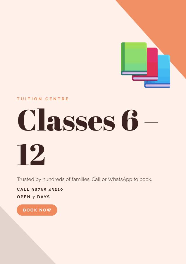 Peach Classes 6 – 12 Tuition centre Flyer Simple — editable business template