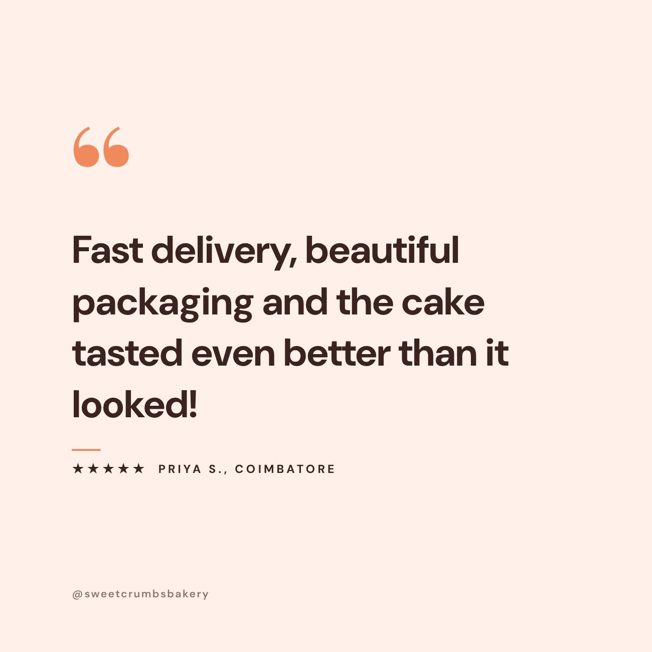 Peach Customer Review Post — editable social media template