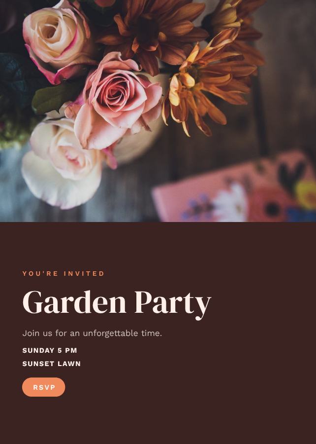 Peach Garden Party Invitation — editable events template