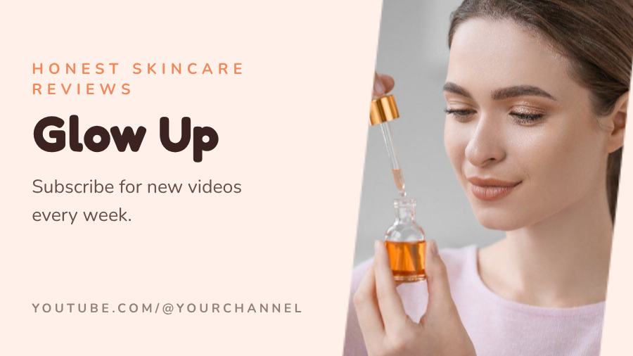 Peach Glow Up YouTube Channel Banner — editable social media template