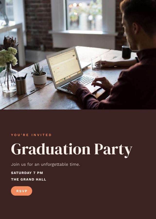 Peach Graduation Party Invitation — editable events template
